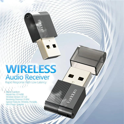EARLDOM M90 USB Wireless Audio Adapter Bluetooth 5.0 Audio Receiver Transmitter for Car, Computer