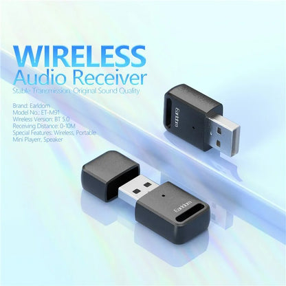 EARLDOM M91 USB Computer Bluetooth 5.0 Receiver Adapter for Mouse, Keyboard, Speaker