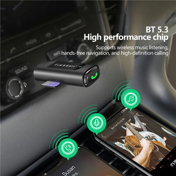 EARLDOM ET-BR06 Car Bluetooth 5.3 Receiver Audio Adapter with TF Card, AUX Port