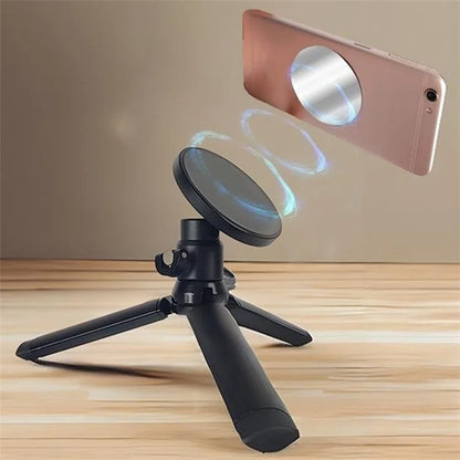 F076+X028 Desktop Magnetic Phone Holder Stand Aluminum Alloy+ABS Tripod