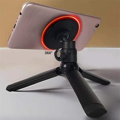 F076+X028 Desktop Magnetic Phone Holder Stand Aluminum Alloy+ABS Tripod