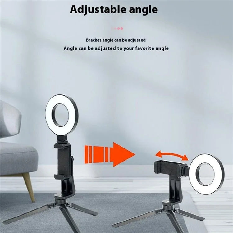48-LED Ring Light USB Plug Fill Light with Phone Clip + Desktop Tripod for Live Broadcast