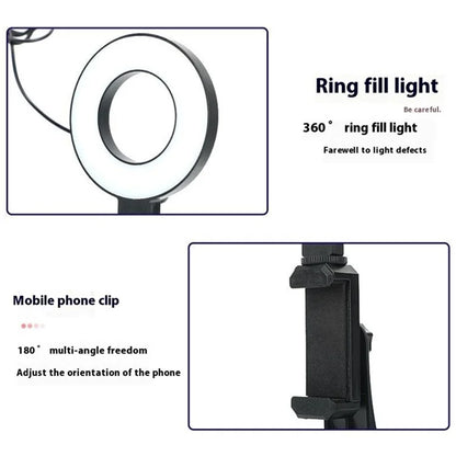 48-LED Ring Light USB Plug Fill Light with Phone Clip + Desktop Tripod for Live Broadcast