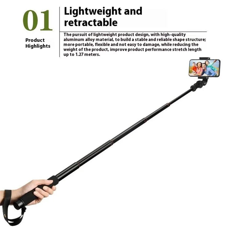 QZSD ZP002 127cm Camera Phone Aluminum Alloy Extendable Rod Handheld Selfie Stick