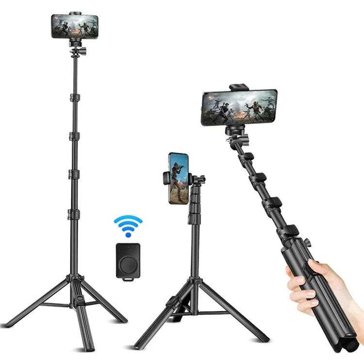 QZSD ZP100B 162cm Aluminum Alloy Extendable Phone Stand Bluetooth Selfie Stick Live Streaming Tripod
