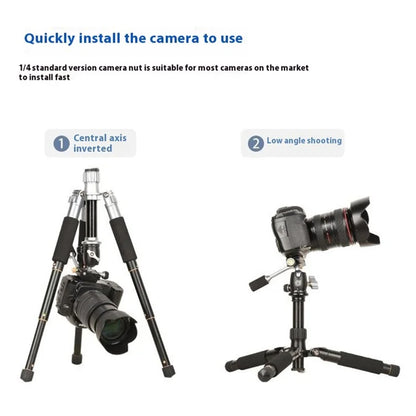 QZSD Q166D SLR Camera Desktop Stand Aluminum Alloy Telescopic Photography Tripod