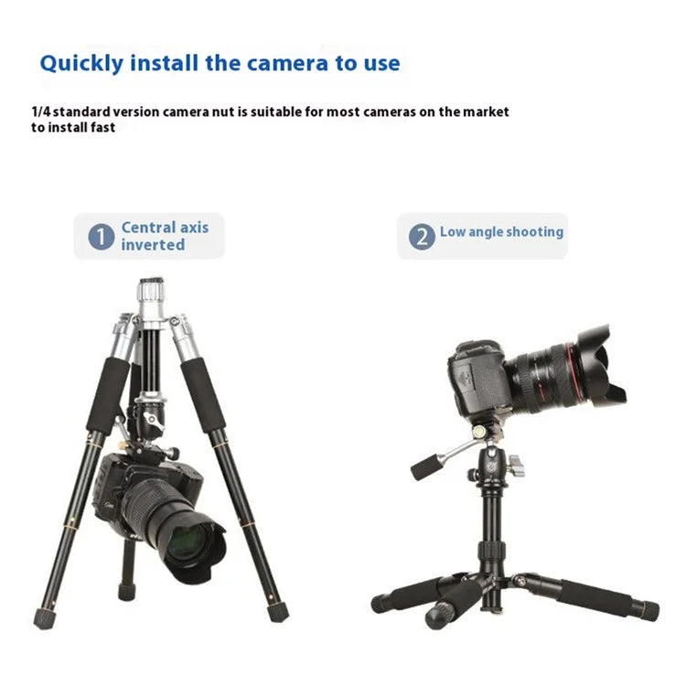 QZSD Q166D SLR Camera Desktop Stand Aluminum Alloy Telescopic Photography Tripod