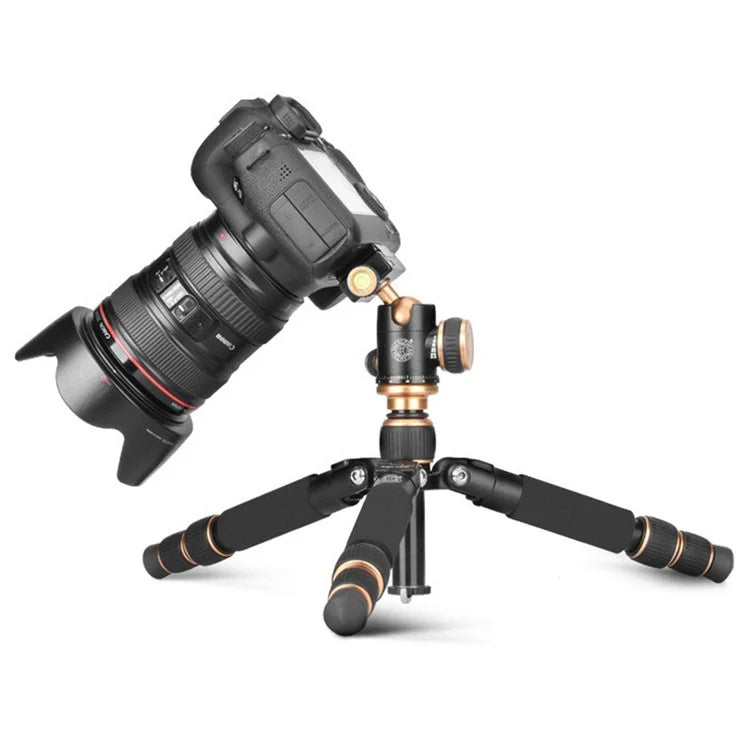 QZSD Q166 21-55cm Adjustable Height CNC Aluminum Alloy Mini Desktop Tripod with Ball Pan Head