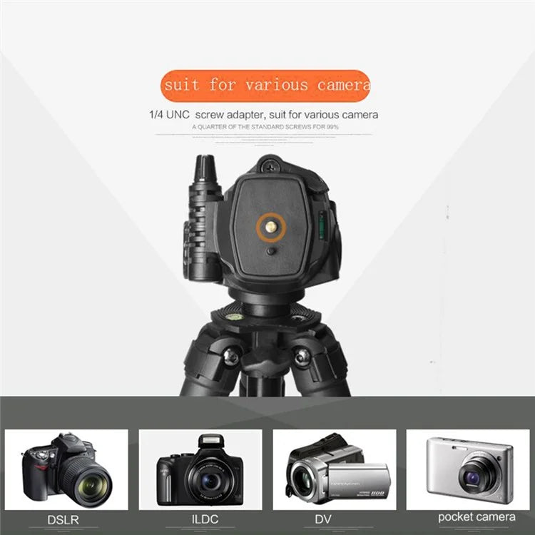 QZSD Damping Panhead Adjustable Height Aluminum Alloy Mini Tripod with Level and Compass