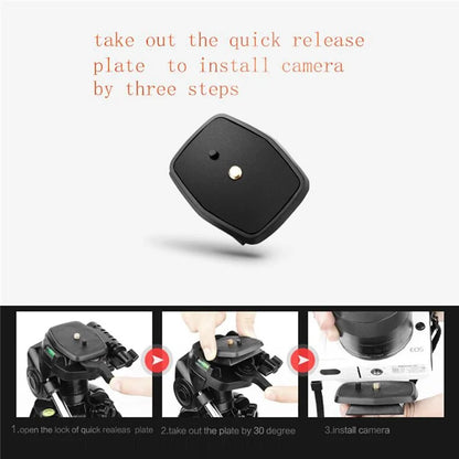 QZSD Damping Panhead Adjustable Height Aluminum Alloy Mini Tripod with Level and Compass