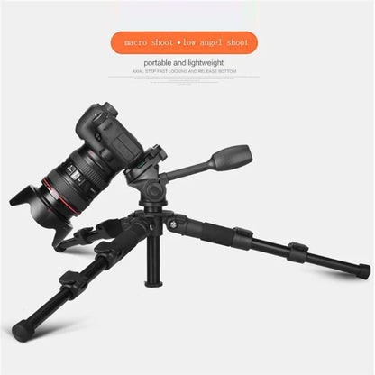 QZSD Damping Panhead Adjustable Height Aluminum Alloy Mini Tripod with Level and Compass