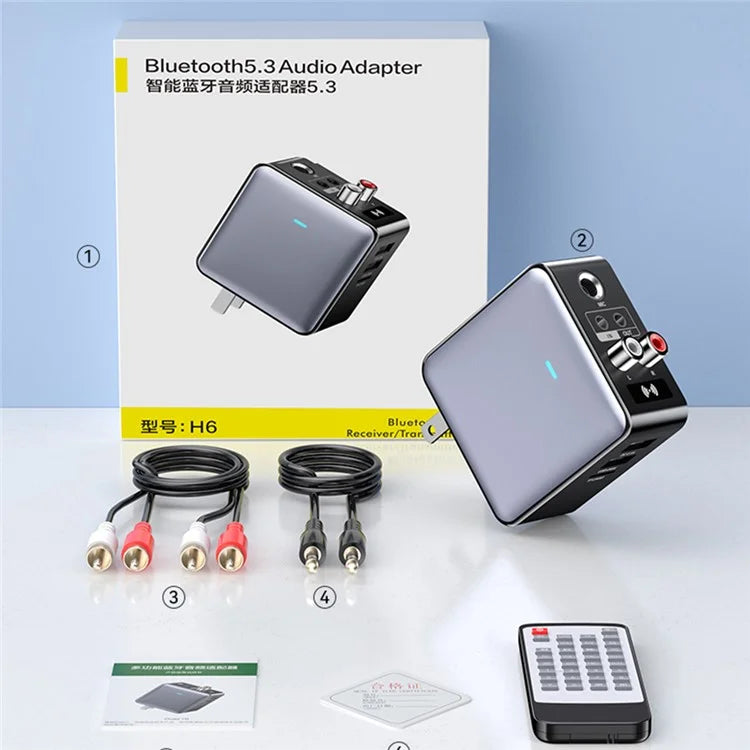 H6 Bluetooth 5.3 Transmitter Audio Bluetooth Receiver Adapter with Remote Control