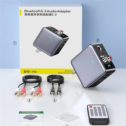H6 Bluetooth 5.3 Transmitter Audio Bluetooth Receiver Adapter with Remote Control