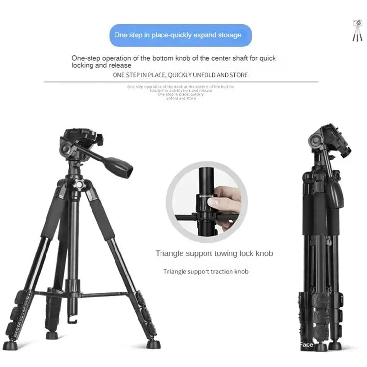 QZSD Q111H SLR Camera Phone Stand Aluminum Alloy+ABS Telescopic Live Streaming Photography Tripod