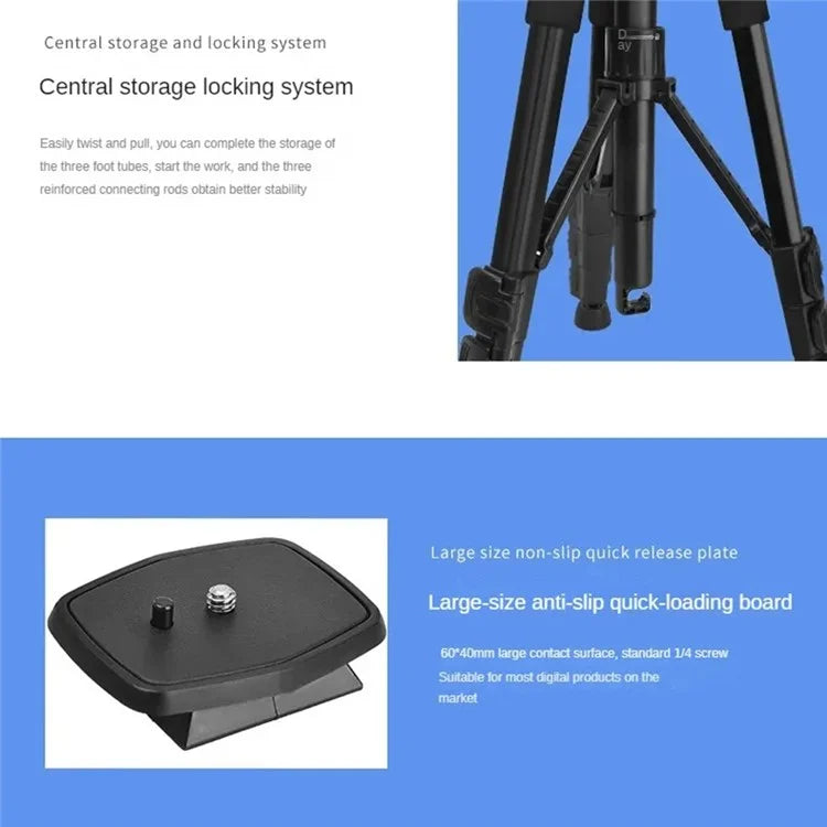QZSD Q111H SLR Camera Phone Stand Aluminum Alloy+ABS Telescopic Live Streaming Photography Tripod