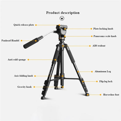 QZSD Q111S 152cm SLR Camera DV Floor Stand Telescopic Live Streaming Photography Tripod