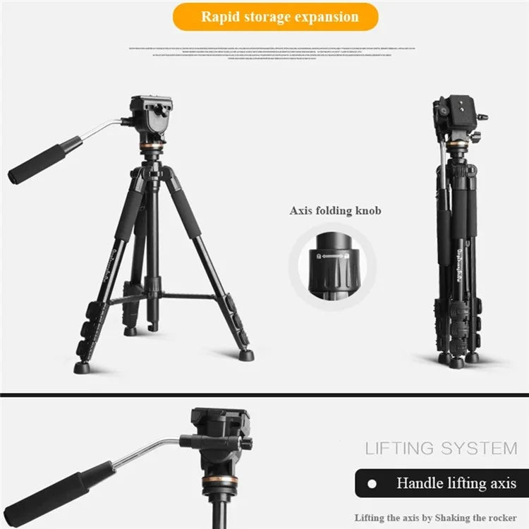 QZSD Q111S 152cm SLR Camera DV Floor Stand Telescopic Live Streaming Photography Tripod