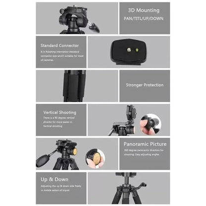 QZSD Q111 SLR Camera Floor Stand Aluminum Alloy + ABS Telescopic Live Streaming Photography Tripod
