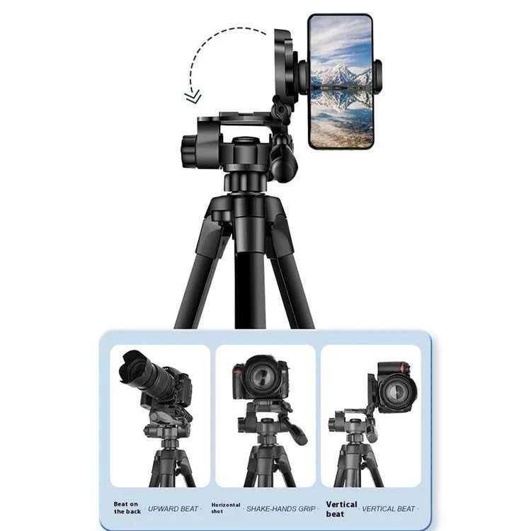QZSD Q1730 173cm SLR Camera Phone Holder Tripod Telescopic Live Streaming Photography Floor Stand