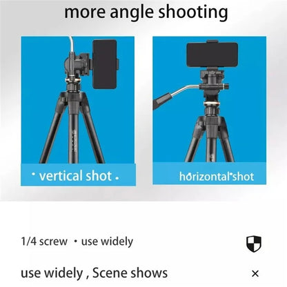 QZSD Q1750 174cm SLR Camera Phone Holder Aluminum Alloy + ABS Tripod Telescopic Live Streaming Photography Stand