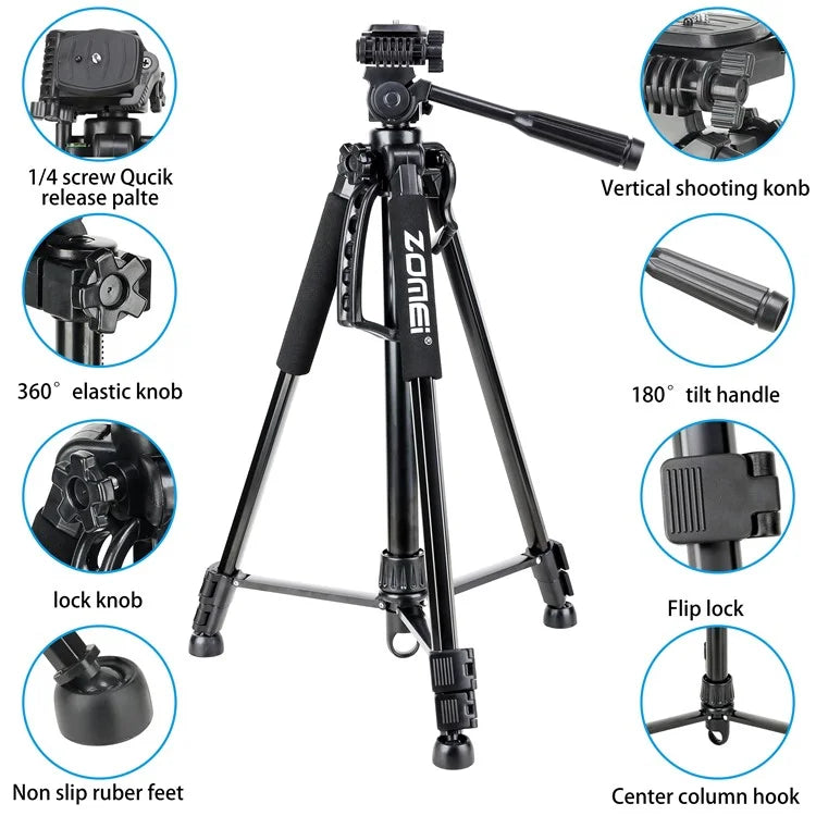 ZOMEI 1200 SLR Camera Phone Floor Stand Telescopic Live Streaming Photography Tripod