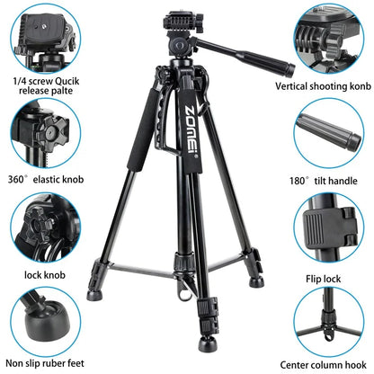 ZOMEI 1200 SLR Camera Phone Floor Stand Telescopic Live Streaming Photography Tripod