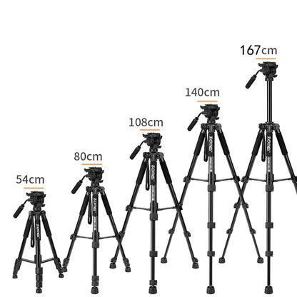 ZOMEI Q310 Photo Tripod Fluid Head Bracket 4-Section Large Size High Load-Bearing Mobile Phone Camera Universal, Black