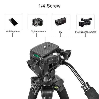 ZOMEI Q310 Photo Tripod Fluid Head Bracket 4-Section Large Size High Load-Bearing Mobile Phone Camera Universal, Black