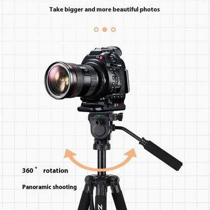 ZOMEI Q310 Photo Tripod Fluid Head Bracket 4-Section Large Size High Load-Bearing Mobile Phone Camera Universal, Black
