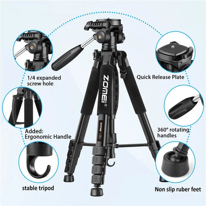 ZOMEI Q188 Camera Tripod SLR Camera Stand Mobile Phone Live Broadcast Stand Projector Fill Light Stand