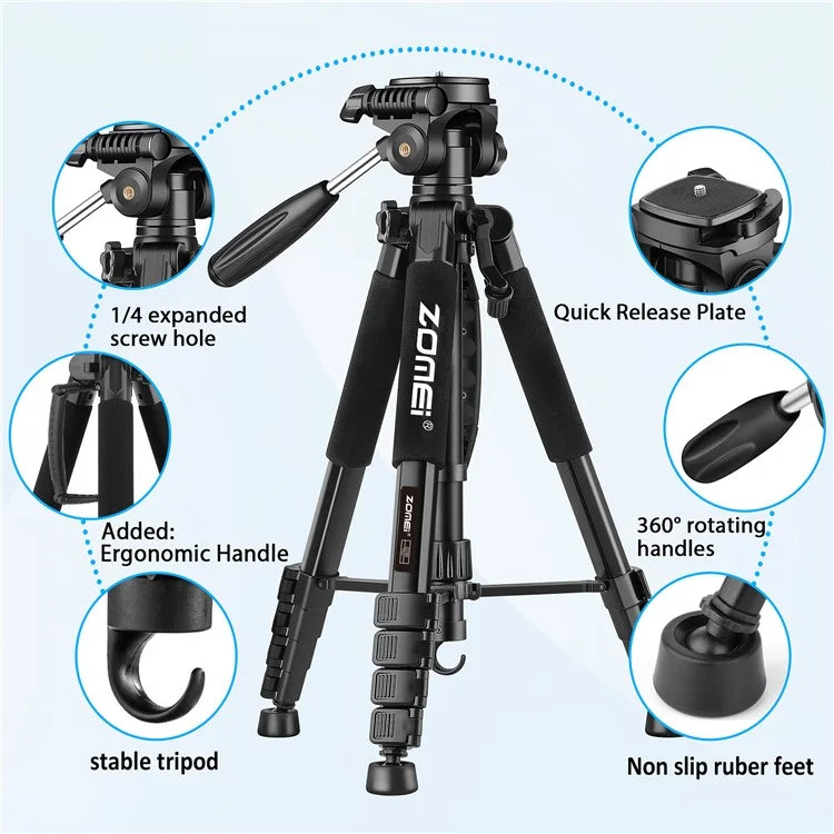 ZOMEI Q188 Camera Tripod SLR Camera Stand Mobile Phone Live Broadcast Stand Projector Fill Light Stand