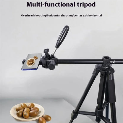ZOMEI M1 Tripod Camera Bracket Center Axis Horizontal Mobile Phone Live Streaming Stand 4-Section Telescopic Stand, Black
