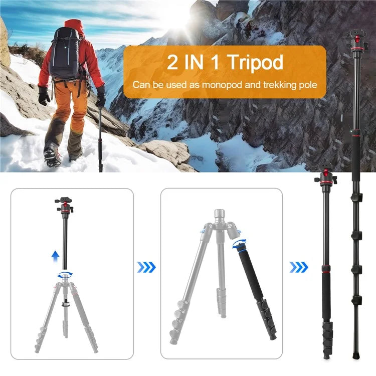 ZOMEI G200 Camera Tripod 2m 5-Section Multi-Function Folding Stand Universal Mobile Phone Live Broadcast Bracket