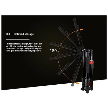 ZOMEI M5 Photo Camera Lightweight Travel Aluminum Tripod Monopod Compact Portable Photo 4-Section Tripod Stand, Black