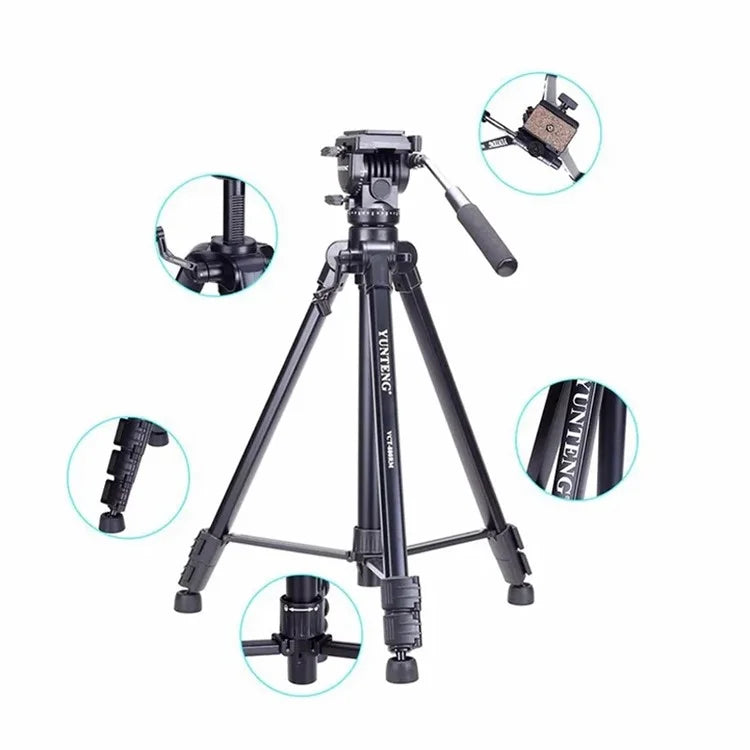 YUNTENG VCT-880RM 3 Sections Photo Studio Tripod Hydraulic PTZ Stand for DSLR Camera