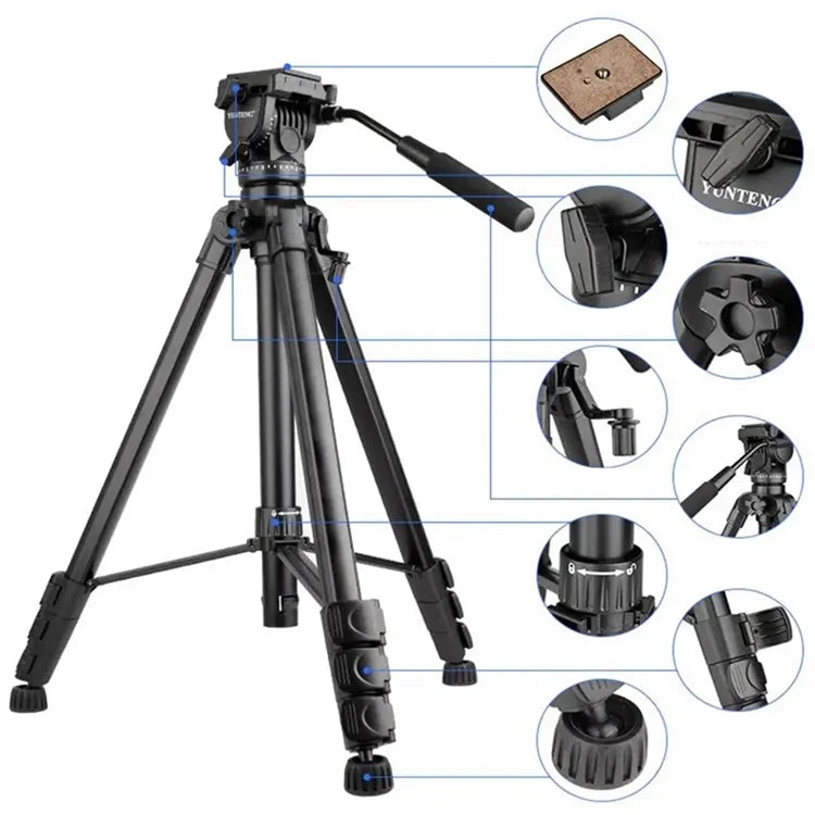 YUNTENG VCT-999RM Portable Aluminum Alloy Tripod with Quick Release Plate for Canon Nikon DSLR Camera