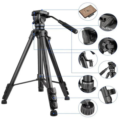YUNTENG VCT-999RM Portable Aluminum Alloy Tripod with Quick Release Plate for Canon Nikon DSLR Camera