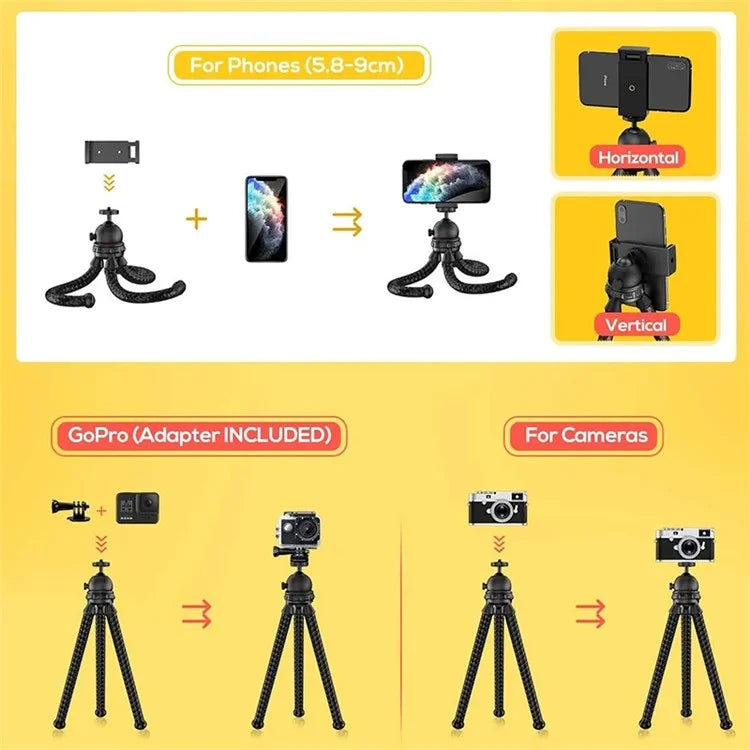 JMARY MT25 Ball Head Selfie Stick Flexible Octopus Tripod Bracket with Phone Holder