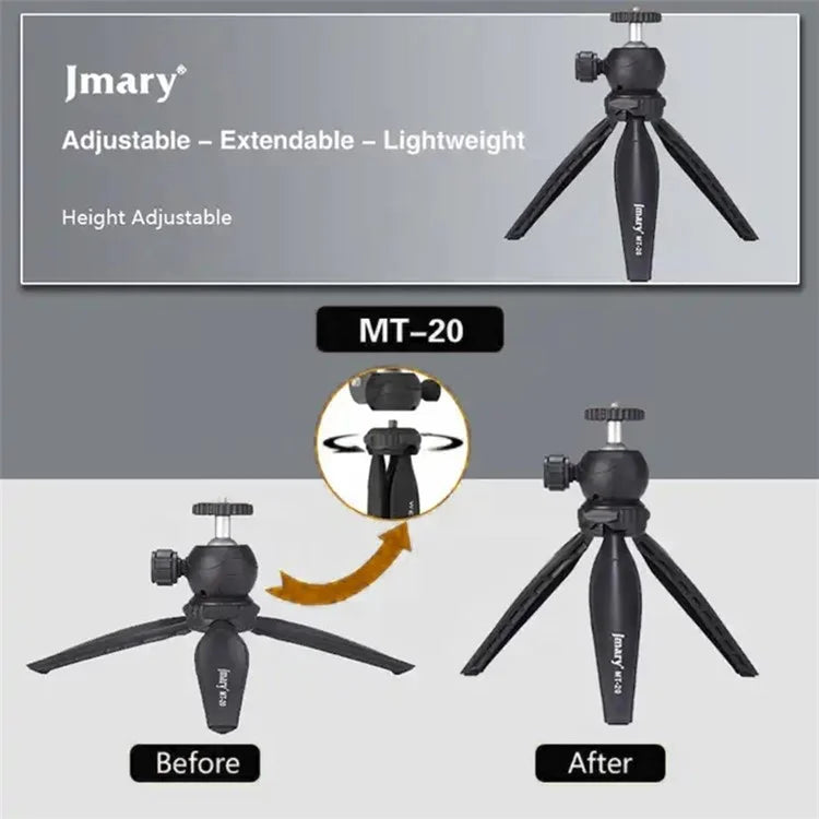 JMARY MT-20 360 Degree Ball Head Selfie Stick Folding Desktop Tripod with Phone Holder