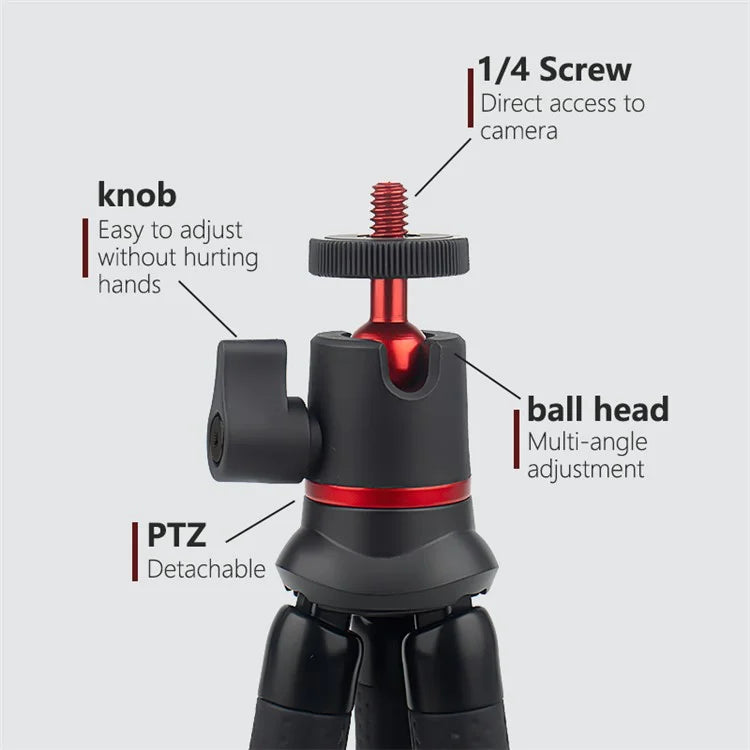 JUNNX JX-PJ-04 1 / 4" Screw Flexible Octopus Tripod Stand with Rotating Ball Head
