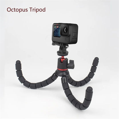 JUNNX JX-PJ-04-B Rotating Ball Head Flexible Octopus Tripod Stand with Mobile Phone Holder Clip