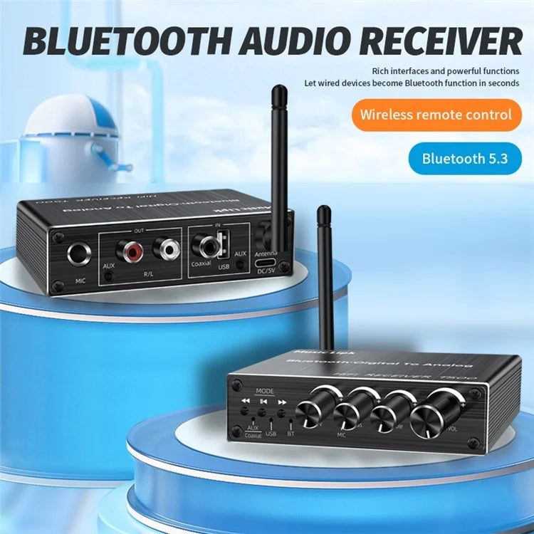 T500 U-Disk Mic Amplifier Speaker Converter with Remote Control, Bluetooth 5.3 Audio Adapter