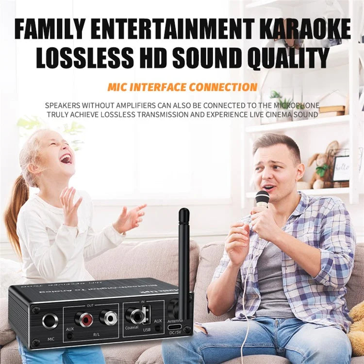 T500 U-Disk Mic Amplifier Speaker Converter with Remote Control, Bluetooth 5.3 Audio Adapter