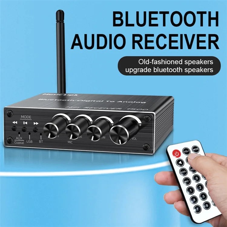 T500 U-Disk Mic Amplifier Speaker Converter with Remote Control, Bluetooth 5.3 Audio Adapter