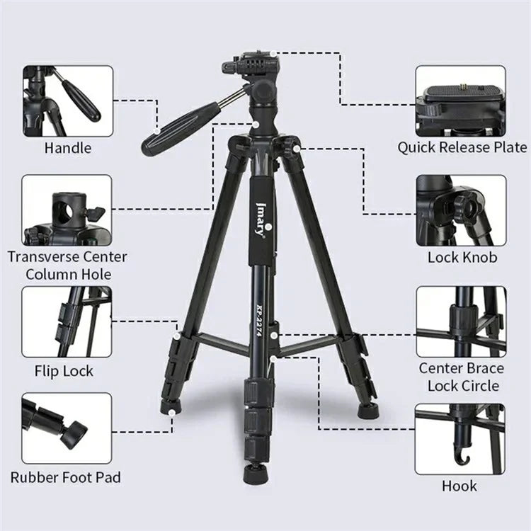 JMARY KP-2274 Multi-function Outdoor Photography Tripod 5-section Adjustable Monopod