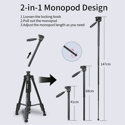 JMARY KP-2274 Multi-function Outdoor Photography Tripod 5-section Adjustable Monopod
