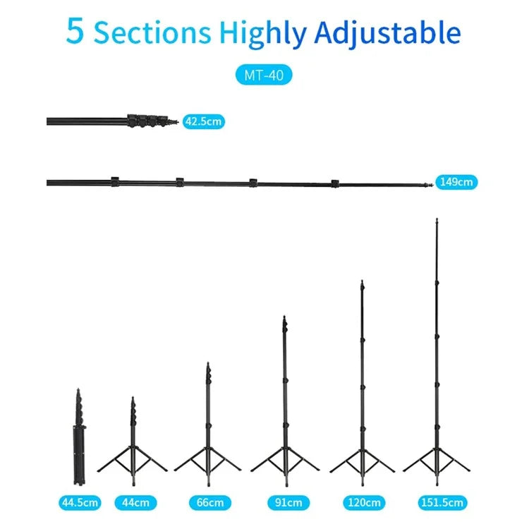 JMARY MT-40 2-in-1 5-section Height Adjustable Tripod Monopod with Phone Holder