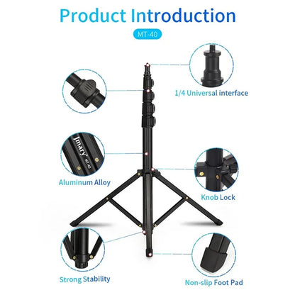 JMARY MT-40 2-in-1 5-section Height Adjustable Tripod Monopod with Phone Holder