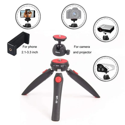 JMARY MT-35 Photography 2 Sections 360 Degree Rotatable Tripod with Phone Holder