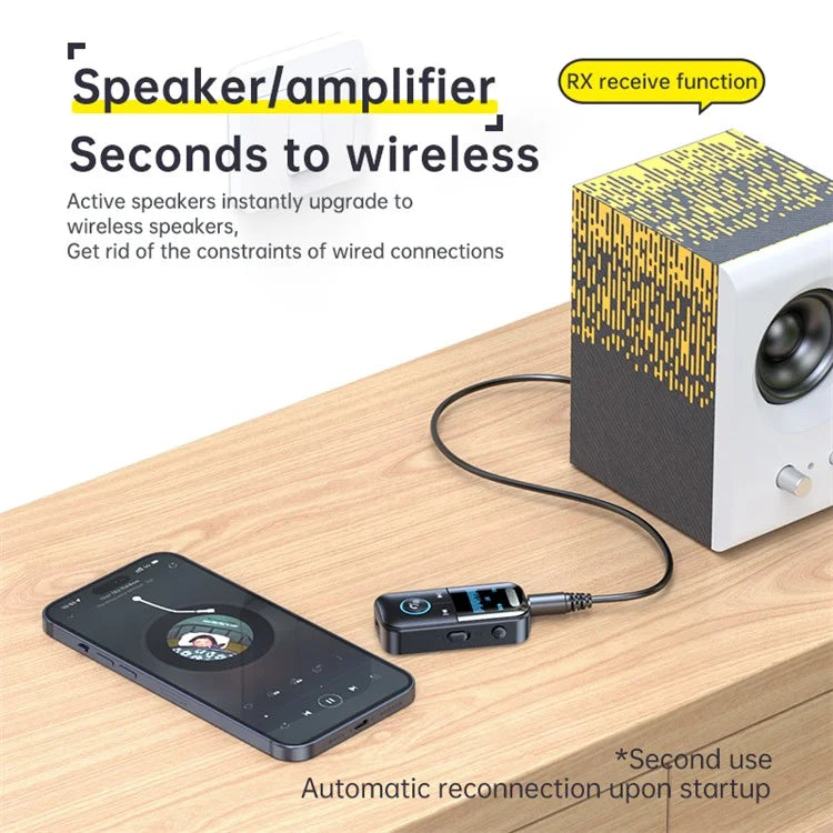 GT69 Bluetooth 5.4 Transmitter Receiver 2-In-1 Audio Adapter AUX Connector